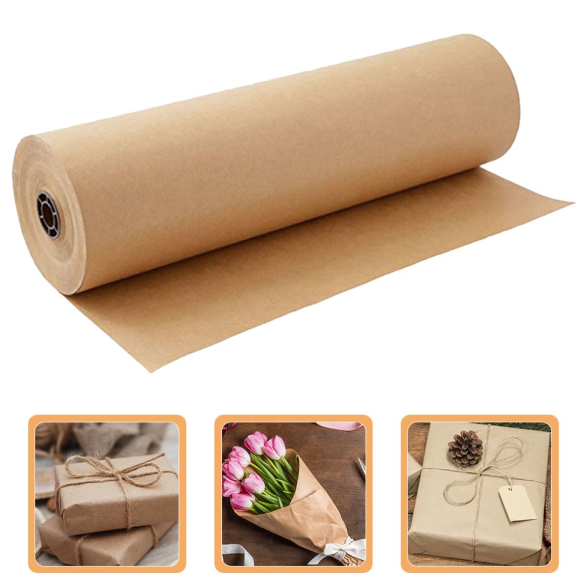 Papier Présent Kraft Halloween, Papier Emballage Présent, 2 Rouleaux