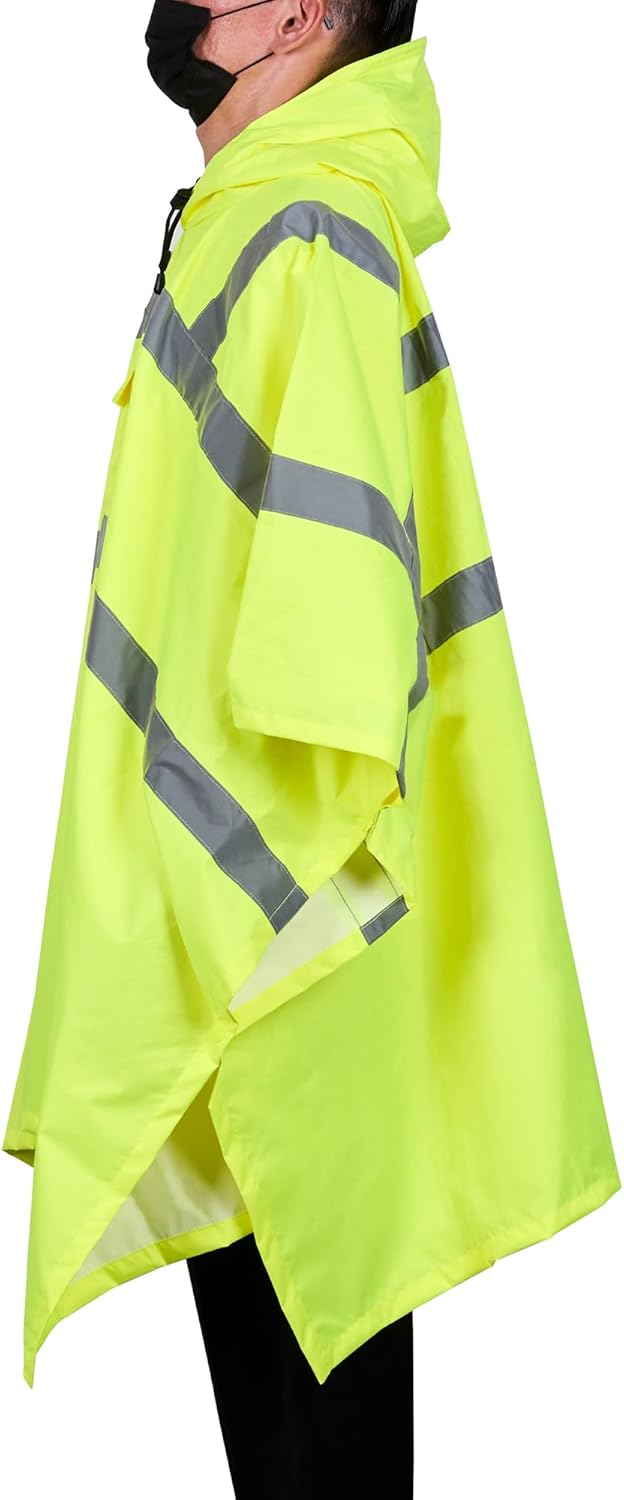 Restaurantware Hi-Vis Poncho - 20 Count - One Size - Plastic Reflective Rain Gear
