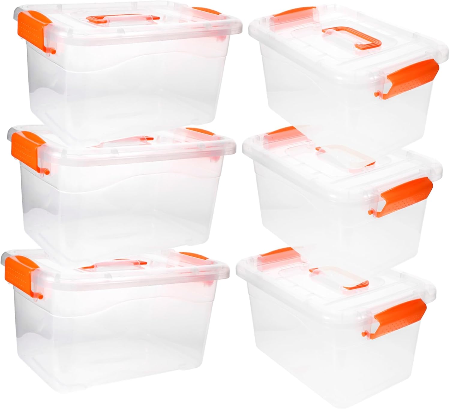 Ciieeo 6pcs Stackable Storage Bins Lids Shoe Boxes Home Kitchen Storage Containers Portable Bins Handles