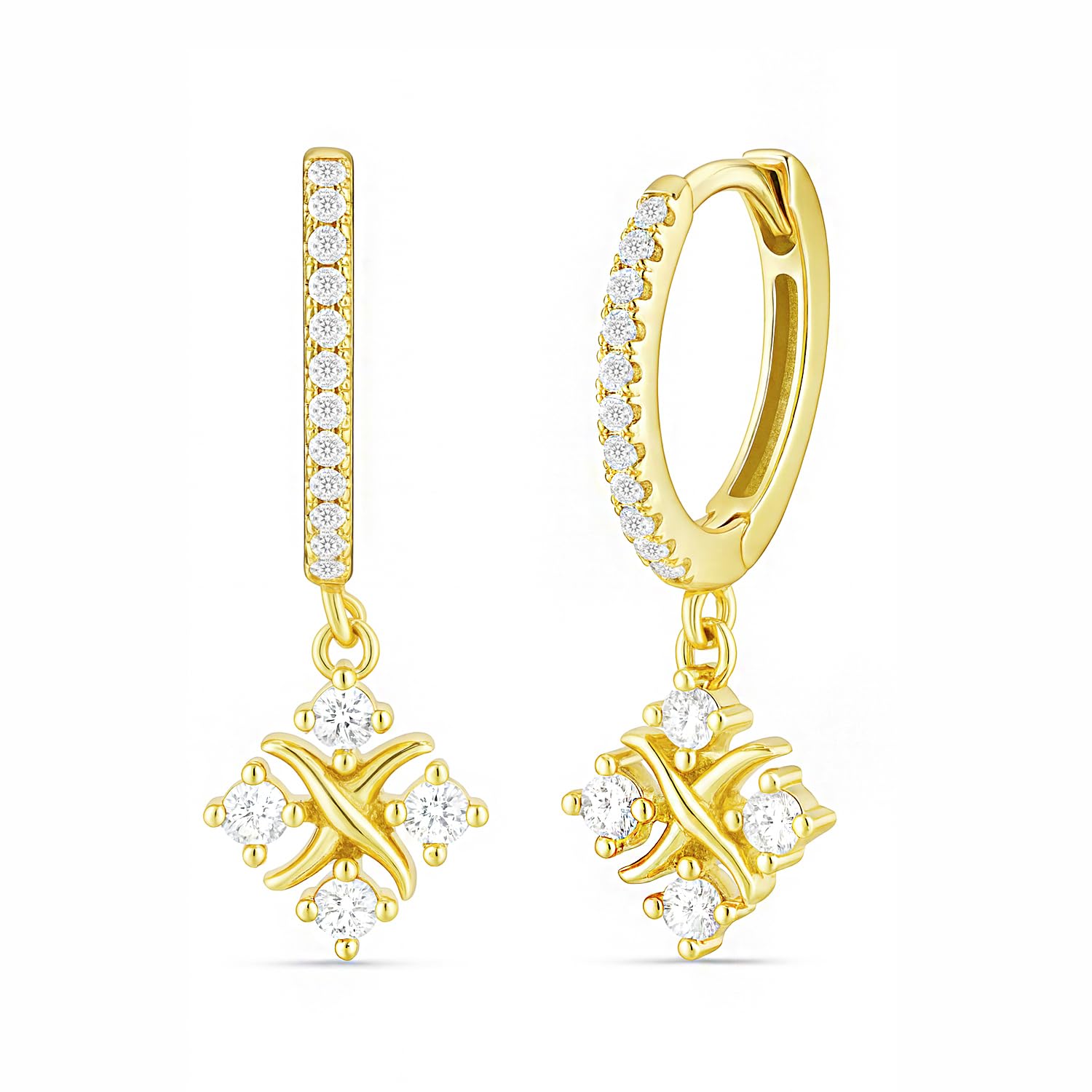 zavya Golden Flowerfall Silver Hoop Gold Plated EarringsLightweight Gift Jewelry for Women & Girls-picture-21