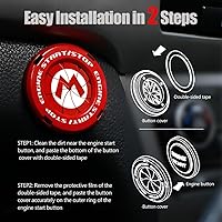 Vista 66 de Tybasthe Cubierta giratoria para botón de oprimir arranque y apagado de motor de automóvil, calcomanía de Batman, decoración interior, cubierta