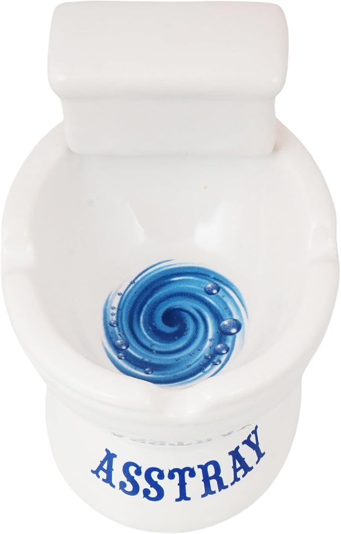 Novelty Toilet-Shaped Ceramic Ashtray – 4 Inch Tall Funny “Asstray” Design Decorative Holder | Quirky Home, Desk, or Shelf Accent for Coins, Keys, Trinkets, or Collectibles