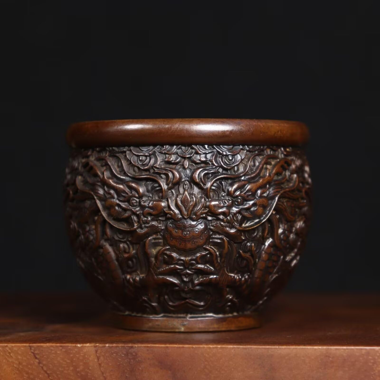 Dytartzx Pure Copper corporeal Statue Chinese Feng Shui Fortune Basin Bowl, Home Decoration Feng Shui Fortune