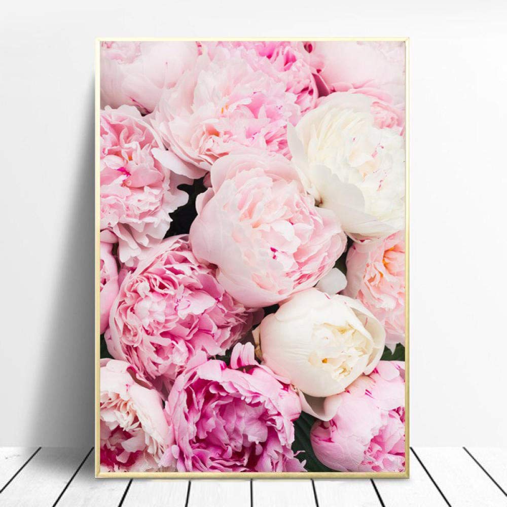 LIANGX Set Of 3 Pictures Set, Pink Blush, Peony, Flower Wall Art, Nordic Landscape, Home Decor, Canvas Painting Picture For Living Room, Bedroom