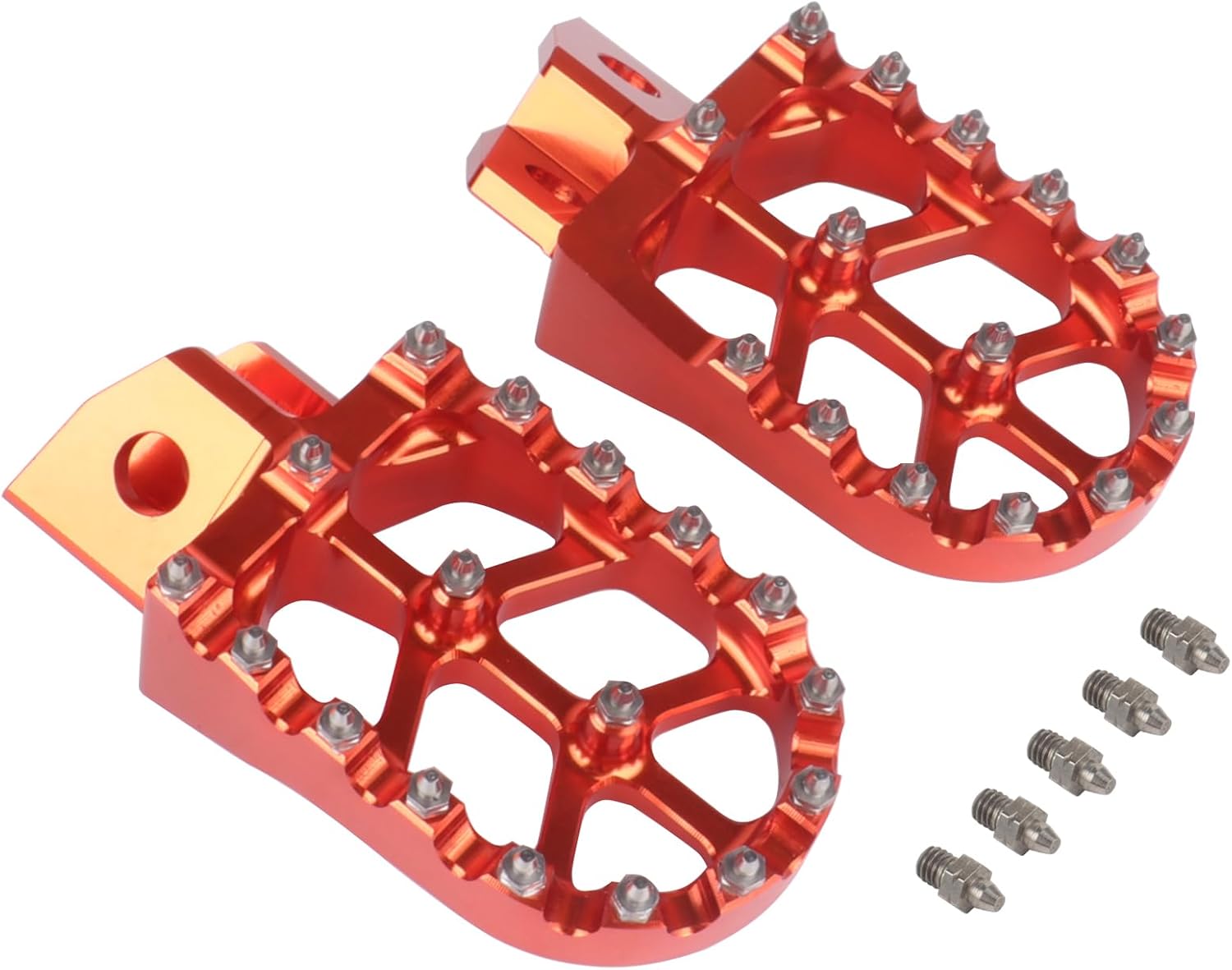 CNC Wider Foot Pegs Rest Pedal，Motorcycle Footpegs for TW 200 TW200 1987-2023 Dirt Bike (Orange)