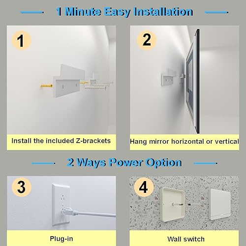 Miniatura 7 de Espejo LED cuadrado de 36 x 36 pulgadas para pared de baño, espejos de tocador iluminados con marco negro, luz frontal + retroiluminación,
