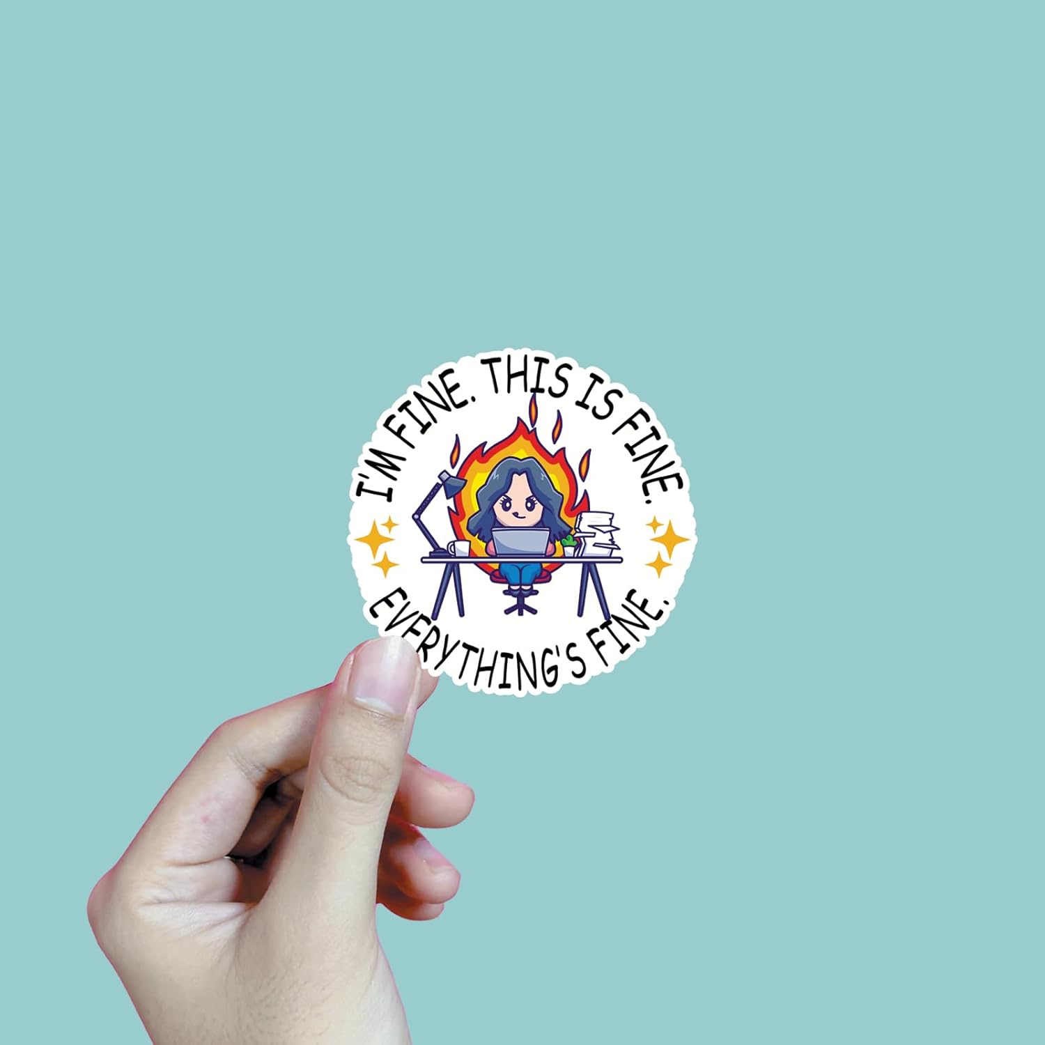 (3Pcs) I'm Fine This is Fine Everything's Stickers Motivational Quotes Stickers Decal Waterproof Vinyl Stickers Adult for Laptop Kindle Car Tumbler Water Bottle Mug Phone Notebook Helmet Size 3”x3” - Image 2