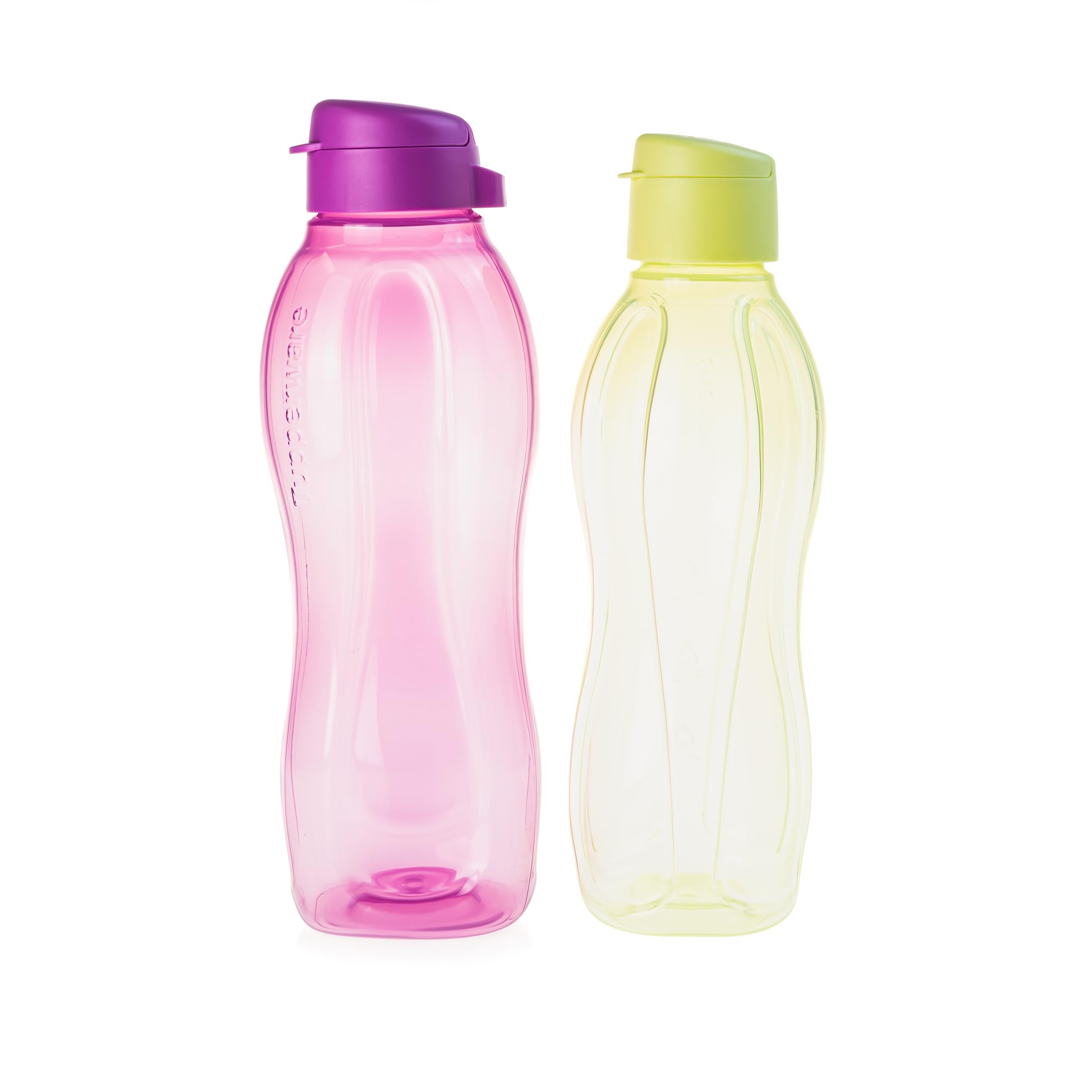 Tupperware EcoEasy Trinkflasche 1,5 l lila + 1 l limettegrün Trinkverschluss Flasche Wasserflasche (inkl. 1x Schlüsselanhänger Zufällig)