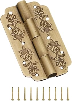 Antique Brass Cabinet Hinges, Retro Small Box Hinge with Ten-Point Connection for Kitchen Furniture DIY Wooden Chest Treasure Case, Smooth Closing1pc Bronze