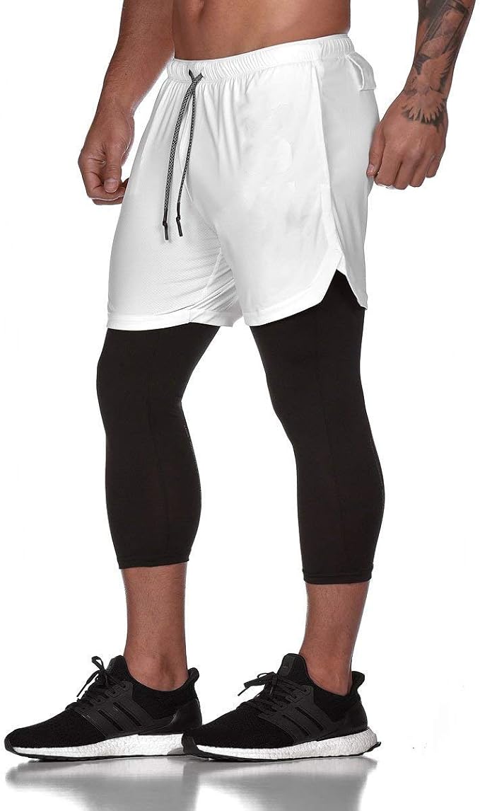 Ducomi Pantaloncino Uomo Fitness + Leggings Compressione Running 2 in 1 -  Pantaloni Lunghi e Pantaloncini Palestra - Tight Sportivo Leggero per  Corsa, Sport, Palestra e Basket : Amazon.it: Moda