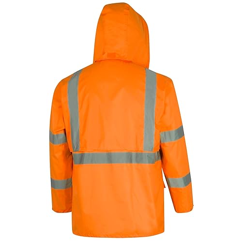 Miniatura 3 de Pioneer Chaqueta de seguridad y pantalones con peto de alta visibilidad, impermeable, traje de trabajo de PVC reflectante para hombre, naranja y