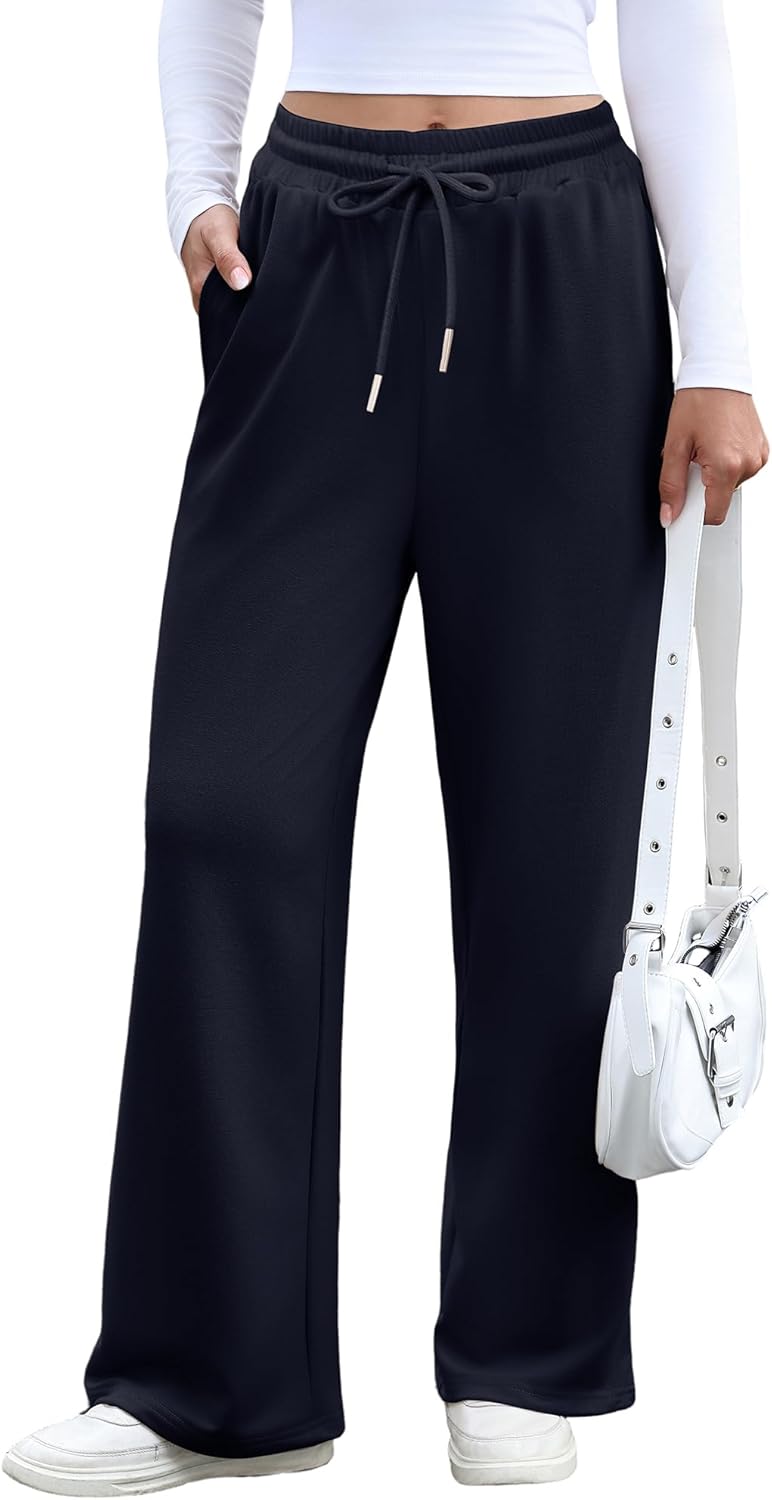 Wide Leg Sweatpants Women Lounge Pants Baggy Track Drawstring Lightweight Sweat Pants with Pockets - Image 2