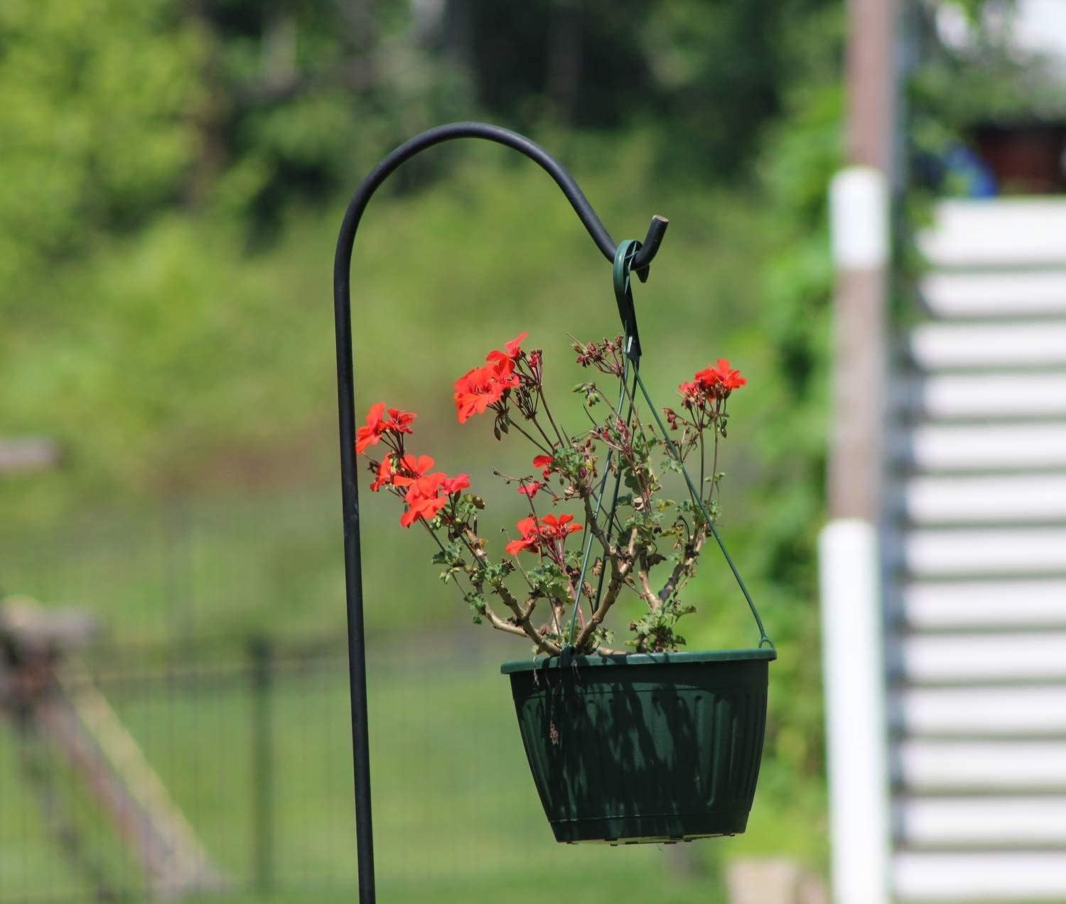 Ashman Black Shepherd Hook 92 Inch (Pack of 3), 1/2-Inch Thick, Solid Metal Single Piece Hook, Super Strong, Rust Resistant, Hanging Plant Baskets, Heavy Bird Feeders & More.