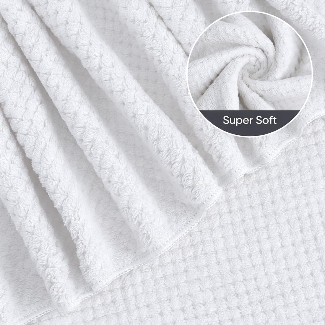 HOMEXCEL Bath Sheets Towels Set Pack of 2 (35 x 70 Inches), Ultra Soft Bath Towels for Bathroom, Lightweight and Quick Drying Towel for Body, Yoga, SPA, Fitness, White