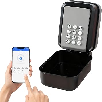 Smart Key Lock Box with TTLock APP Control   IP65 Weatherproof Lockbox Bluetooth & Passcode Entry, Key Safe Wall Mounted for Home Office Realtor