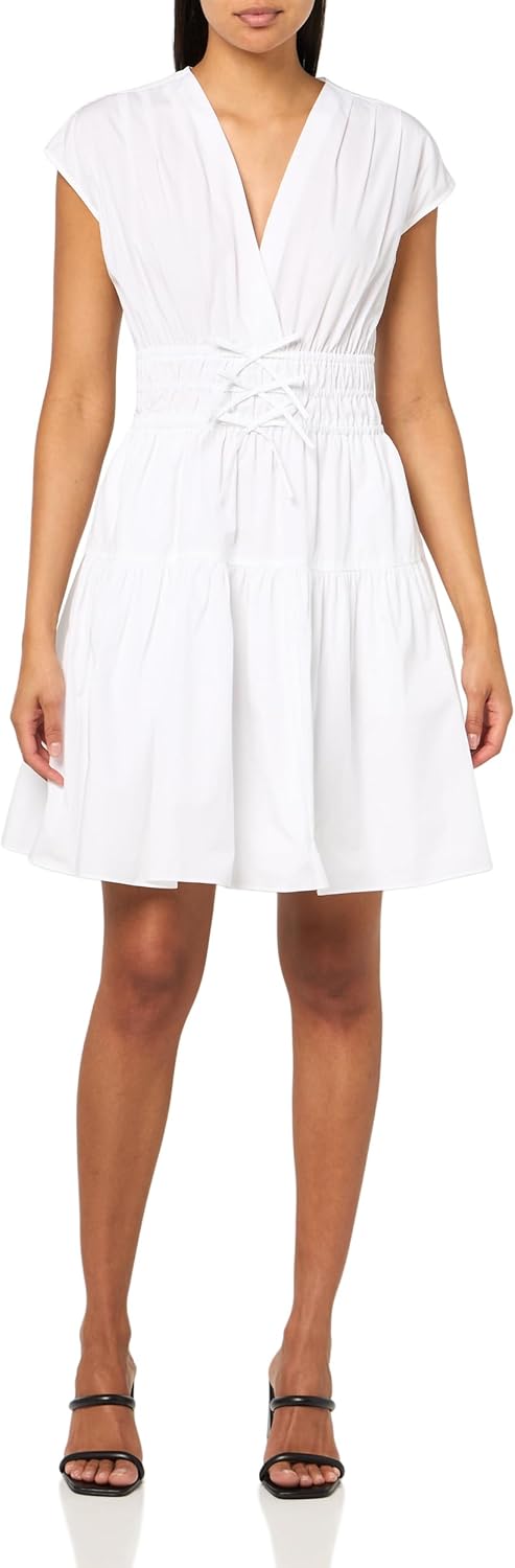 Derek Lam 10 Crosby TORA V-Neck Dress, White, 12