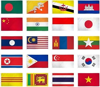 Set of 20 Asian Country Flags 3x5ft Countries of Asia House Flags Set