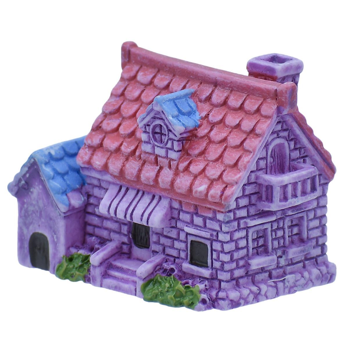 Aadyacrafts Miniature Fairy Garden House, Purple and Pink Stone Cottage, Decorative Resin Ornament, C0861-6-image-22