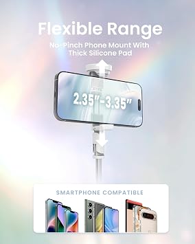 KraftGeek JustTap Phone Tripod for iPhone, Auto-Open Selfie Stick Tripod