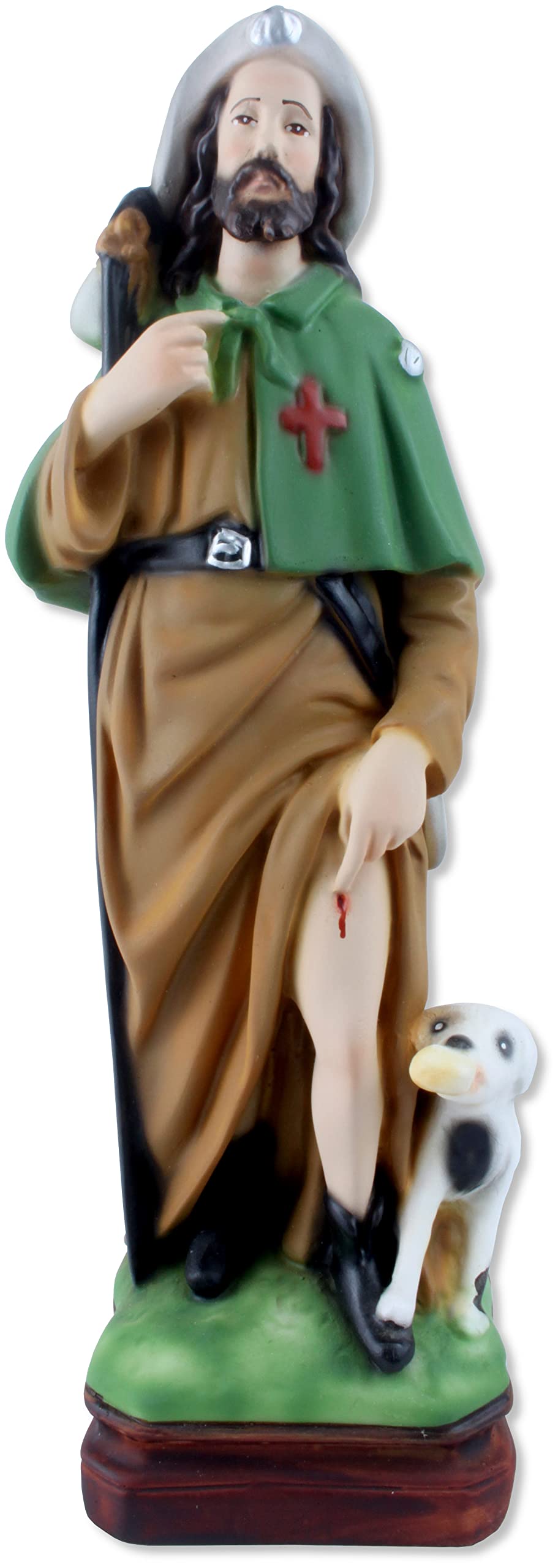 Generico Statua San Rocco in Resina Dipinta a Mano - Cm 30 MADE IN ITALY
