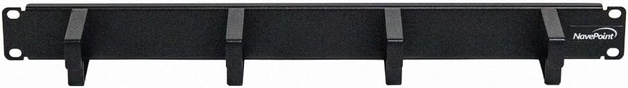 Navepoint 1U Horizontal 19-Inch Rack Mount Cable Management Panel with 4 D-Rings 2-Inches Deep Black