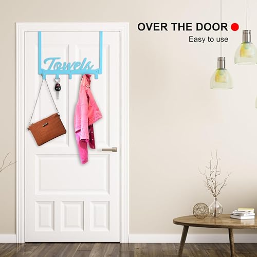 Miniatura 5 de Azmoncy Ganchos sobre la Puerta, Toallero para Baño sobre la Puerta Colgador de Toallas, Resistente con 5 Ganchos para Abrigos para Piscina,
