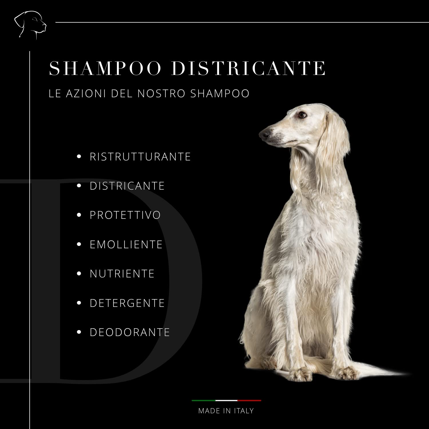 Dog's Health – shampoo per cani 500ml - shampoo Districare pelo cane - Sciogli Nodi pelo cane. shampoo per cani pelo lungo e pelo corto, Con olio di Argan, di Neem e Aloe Vera. senza OGM