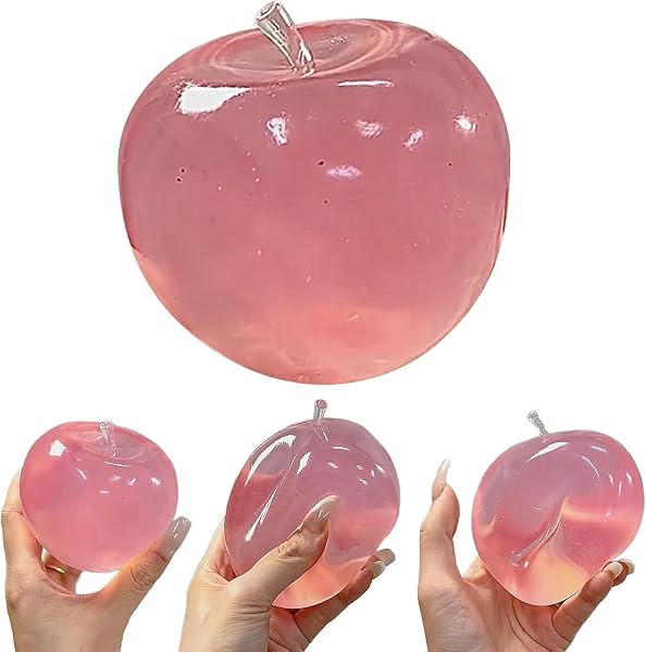 Squishy Pomme,Jouet Anti-Stress Pomme Verte,Pomme Écrasante Anti-Stress en Gel,Squishy Transparent,Soulagement du Stress,Fidget Toy pour Soulager l‘Anxiété et Le Stress pour Enfants et Adultes (Rose) - 1