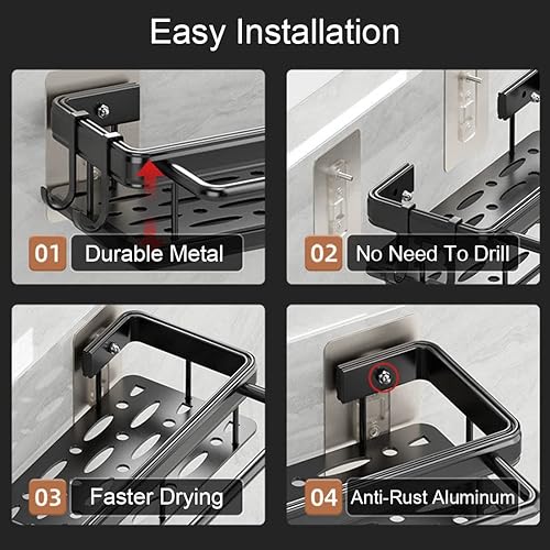 Miniatura 5 de YOMEAN Self Adhesive Sponge Holder Kitchen Bathroom Caddy Aluminum Drying Drain Rack StoragePeeler Brush Soap Cloth Rag Towel Sink Organizer with