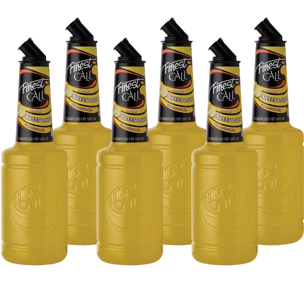 Finest Call Premium Sweet & Sour Concentrate Drink Mix, 1 Liter Bottle (33.8 Fl Oz), Pack of 3