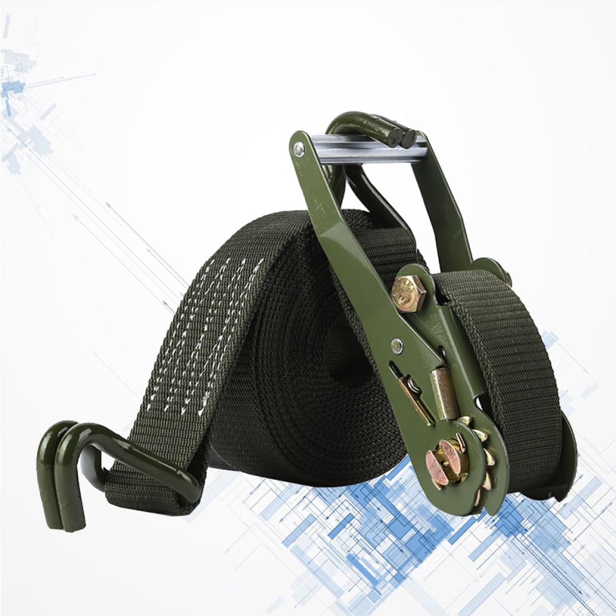DOITOOL 6m Langer Ratschengurt aus Polyester LKW Spanngurt mit Metallratsche und Haken 5cm Breit für Motorrad und Fahrzeugladungssicherung