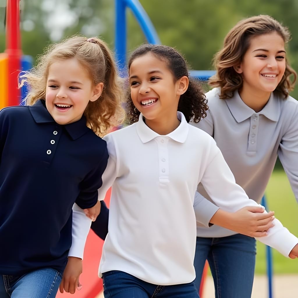 INGEAR Girls Long Sleeve Polo Shirt 2-Pack - School Uniform, Golf, Casual Wear, Moisture-Wicking, Sizes 4-16 - Image 6