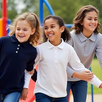 INGEAR Girls Short Sleeve Polo Shirt 2-Pack - School Uniform, Casual Wear, Moisture-Wicking, Breathable, Sizes 4-16