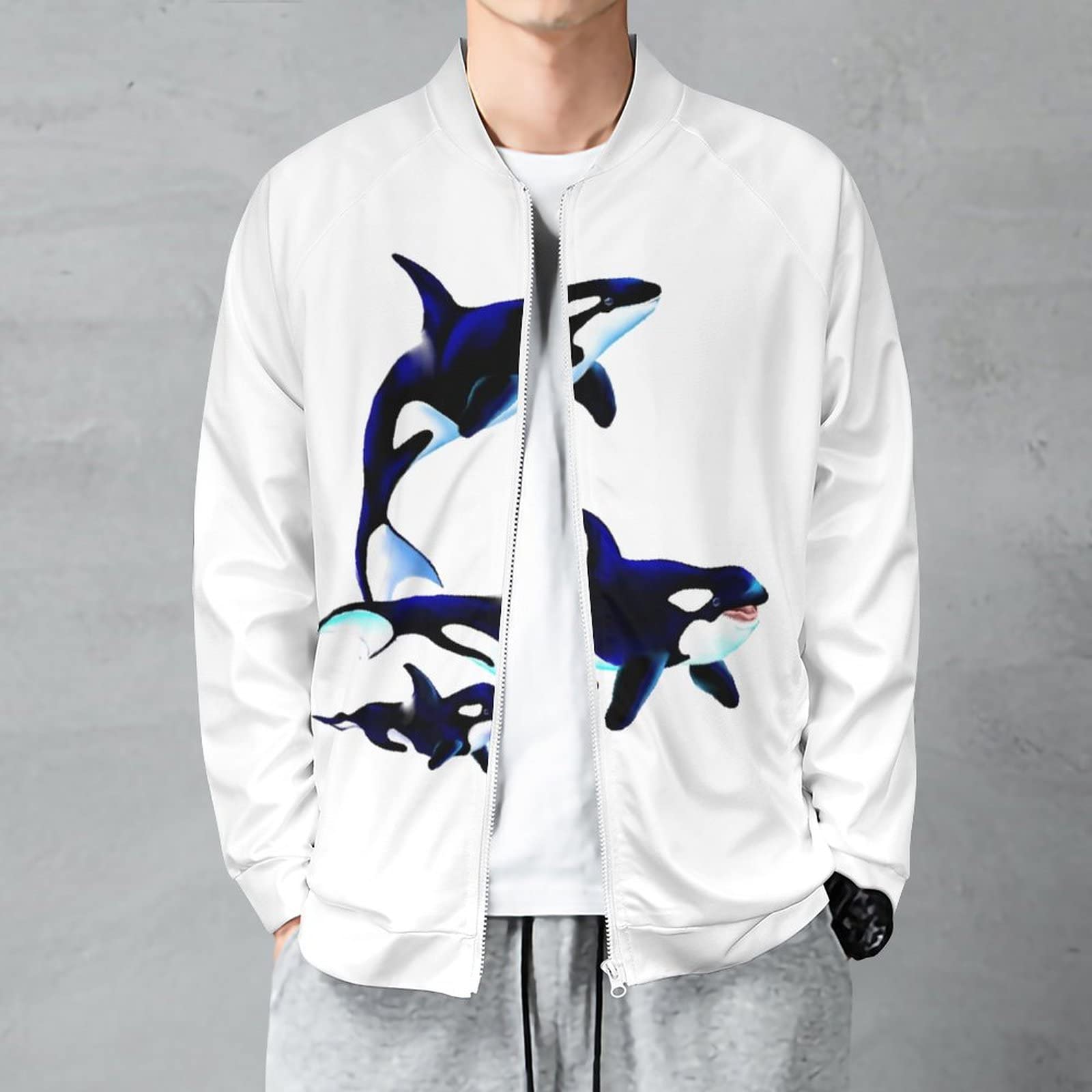 Amazon.co.jp: ジャケット メンズ シャチ イルカ コート 長袖 アウター