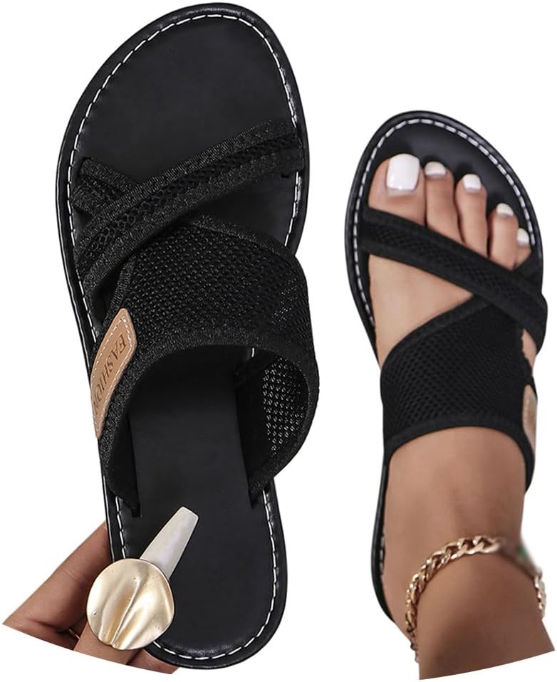 Onsoyours Sandales Plates Femmes Été Hallux Valgus Tongs Confortable Mesh Nu Pieds Bout Ouvert Chaussures Vintage Sandales Pantoufles De Plage Vacances Slippers Rouge  73bbd7ec C7b9 50c5 A8a7 0b186f23c87e