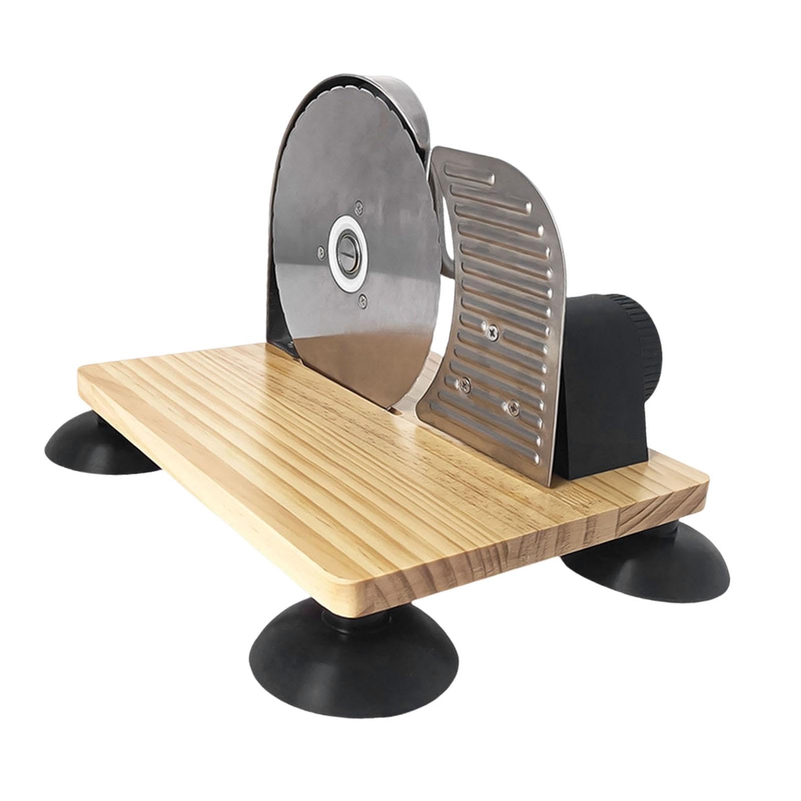 Qianly Rebanadora de Pan Y Fiambres Cortador de Cocina Y Rebanador de Queso con Estructura de Madera Y Grosor Regulable Adecuada Casero, Plata, tal como se describe