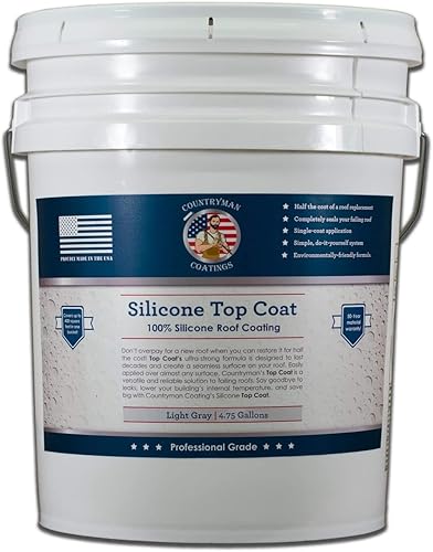 Countryman Coatings Revestimiento de techo 100% de silicona, restaura tu techo en un día, sella fugas, grietas, costuras, penetraciones, se adhiere