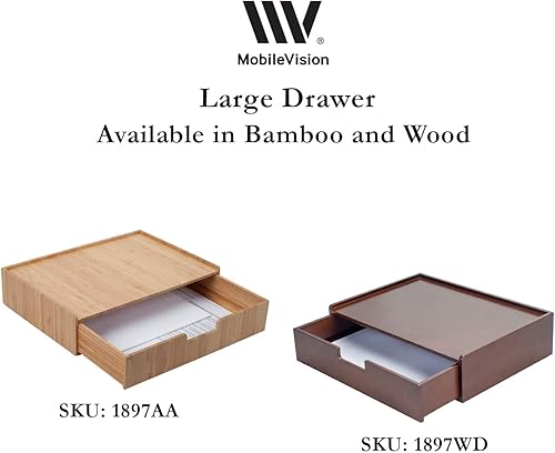 Miniatura 5 de MobileVision Cajón de bambú grande, soporte para monitor y solución de almacenamiento apilable para productos de oficina, bolígrafos, lápices,