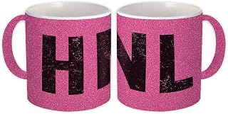 USA Honolulu Airport Hawaii HNL : Gift Mug Airline Travel Pilot AIRPORT - Pink Glitter