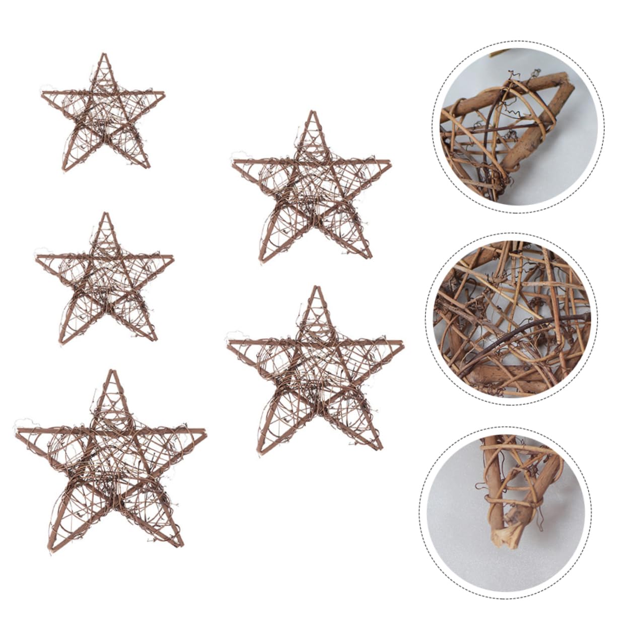 SOLUSTRE 10stücke Rattan Weihnachtsdeko Hängende Fünfstern Für Festliche Dekoration Haus Garten Und Hochzeiten Natürlicher Stil Für Weihnachten