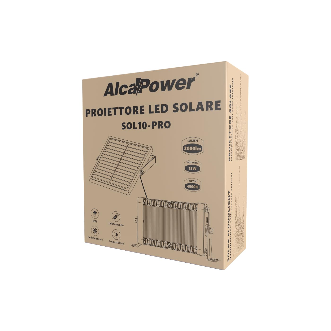 Projecteur Solaire Multifonction 3000lm + Télécommande