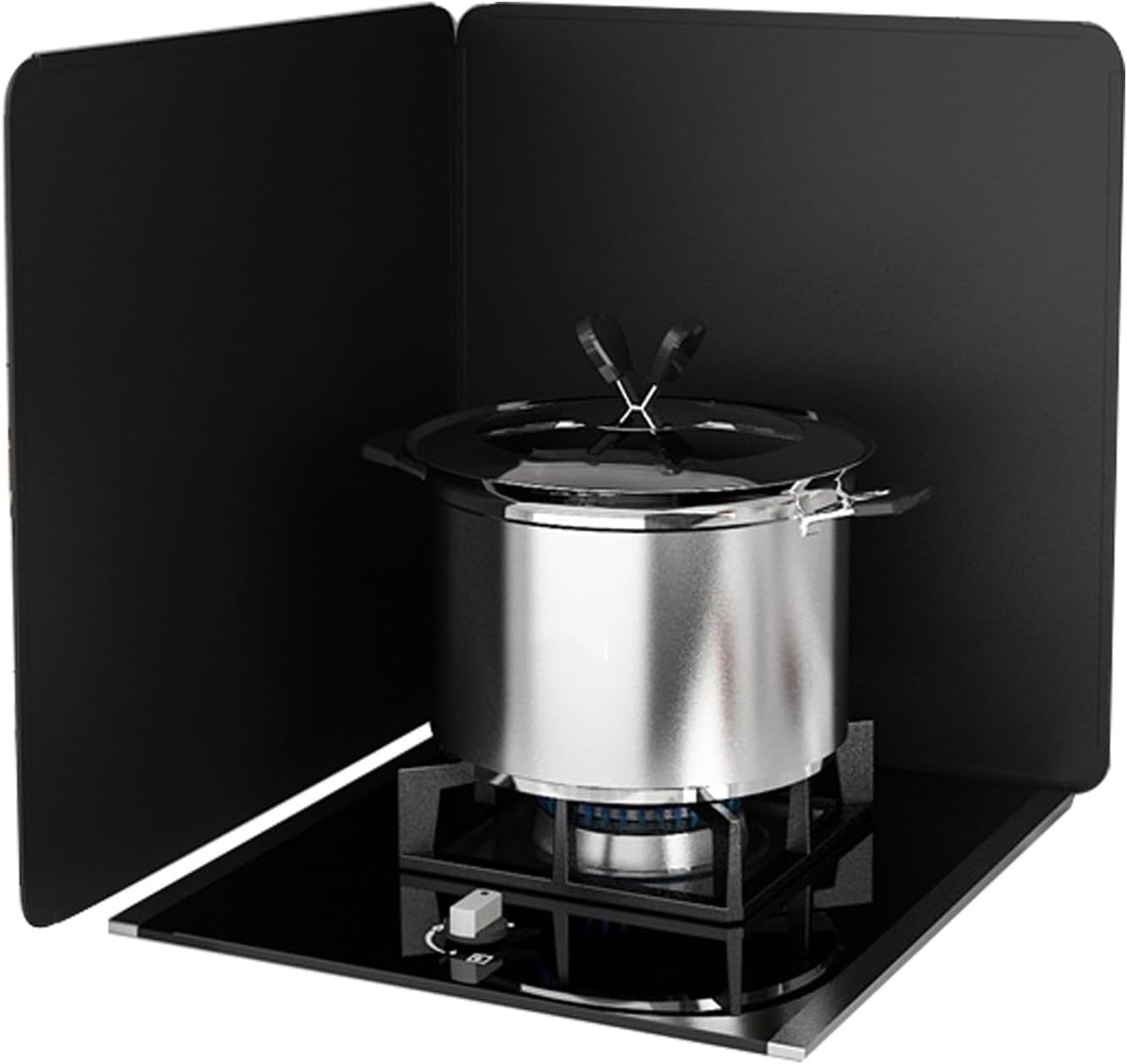 Folding Stove Splatter Guard - Grease Shield & Oil Splash Baffle for Frying Pans, Kitchen Accessories to Keep Cooking Clean, Black Wind Shield & Cooking Protection