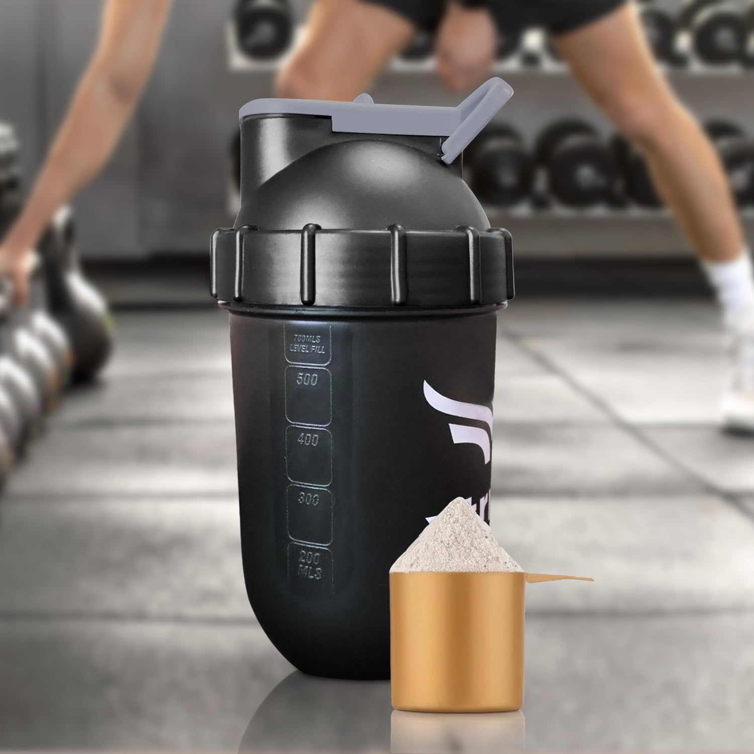 Gym Shaker Bottle, Leakproof and Sturdy, Ideal for Protein Supplement, Preworkout and BCAAs, BPA-Free Sipper Bottle, Shaker bottle for Gym