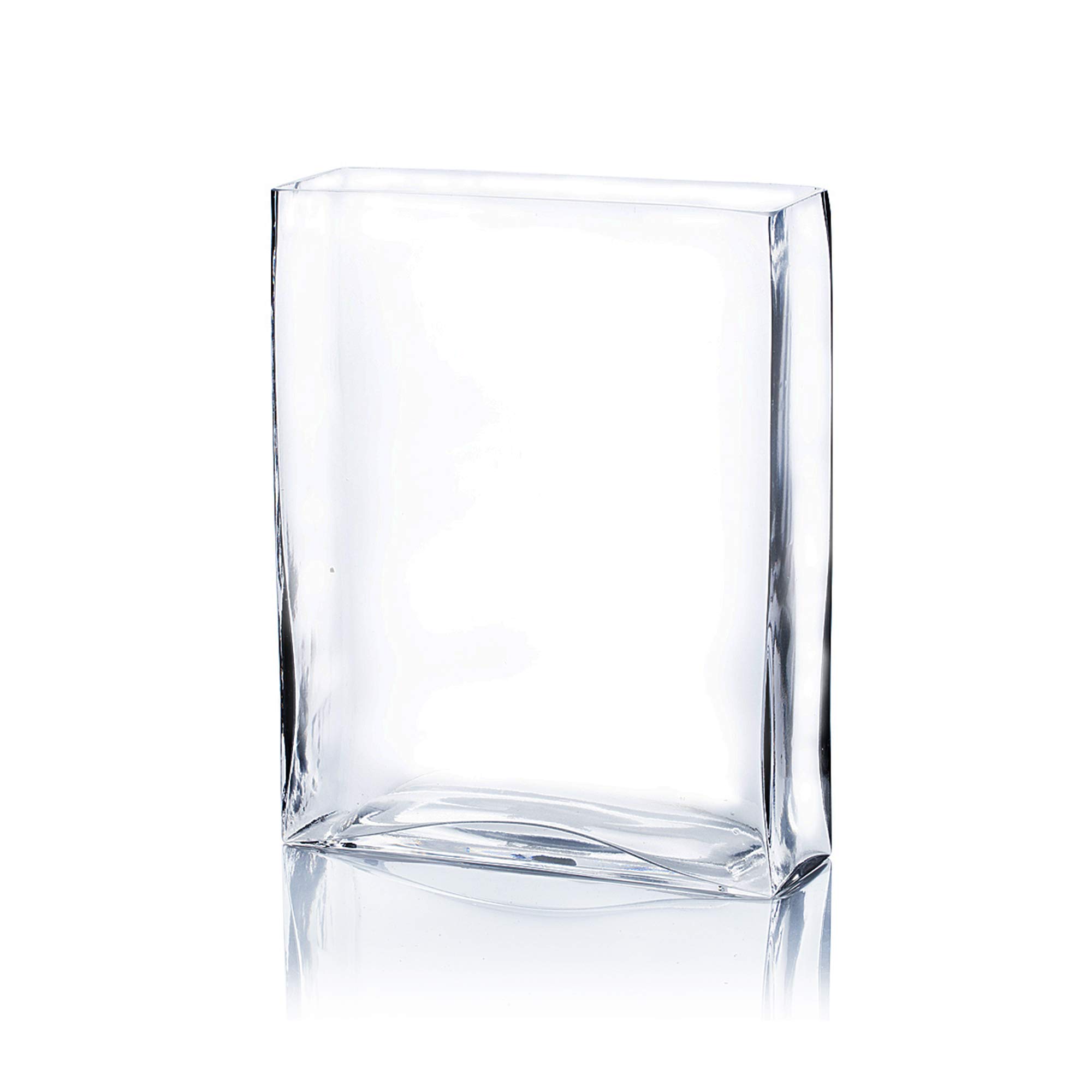 WGV Tall Rectangle Block Vase, Width 2", Length 8", Height 10", Clear Glass Floral Container Wedding Party Event Home Office Decor, 1 Piece