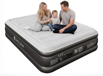 CHILLSUN Air Mattress Queen with Built in Pump, 18" Raised Comfort Inflatable Mattress Blow up Mattress, Upgraded Puncture Resistant Air Bed for Camping, Home, Guests, Colchon Inflable 650lbs Max