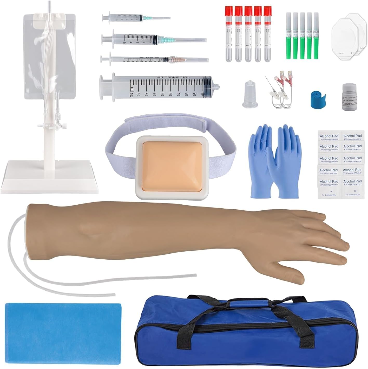 Medarchitect IV Injection & Phlebotomy Arm Practice Kit with Intravenous Infusion, Blood Draw, Venipuncture Techniques Training Model(Black Arm)