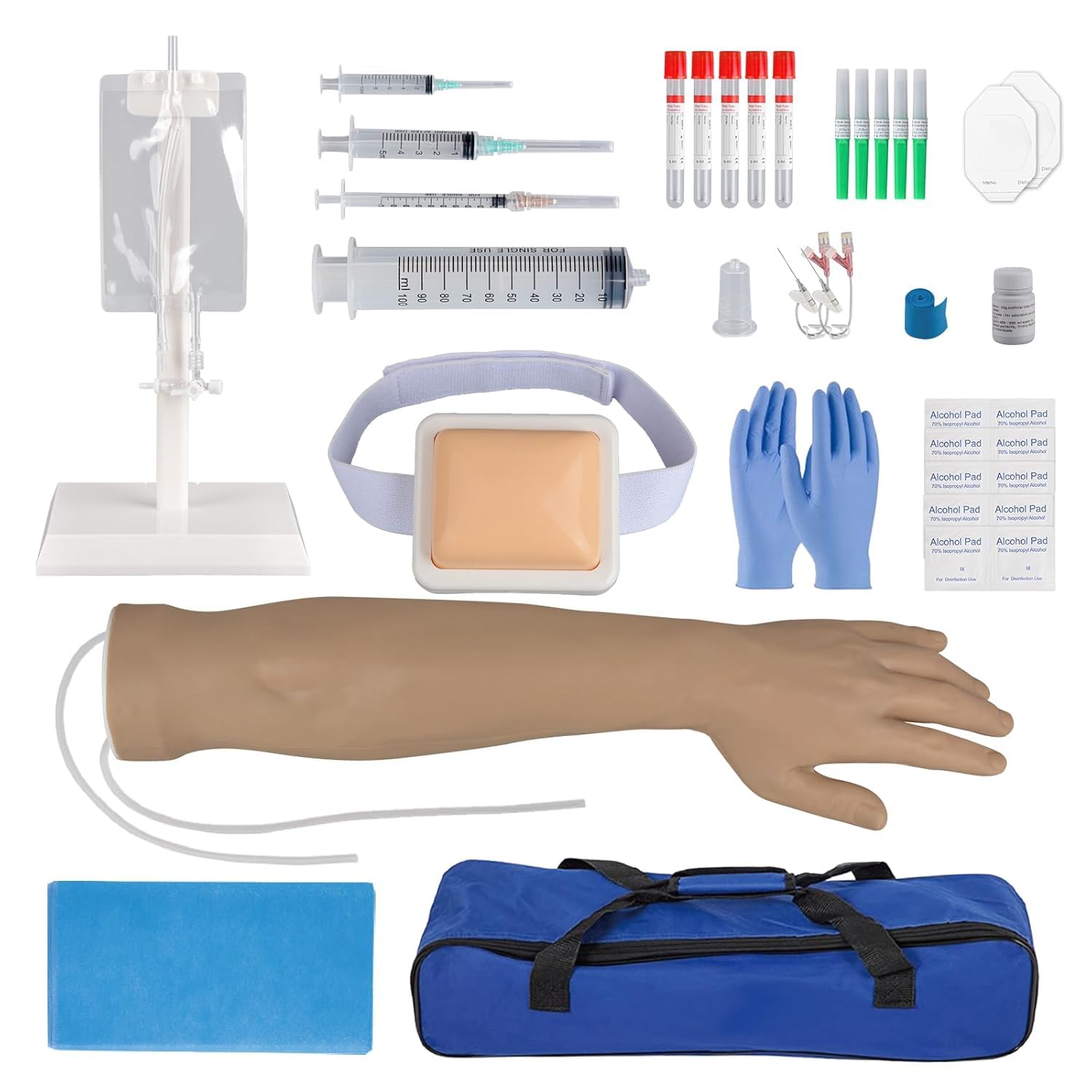 Medarchitect IV Injection & Phlebotomy Arm Practice Kit with Intravenous Infusion, Blood Draw, Venipuncture Techniques Training Model(Black Arm)