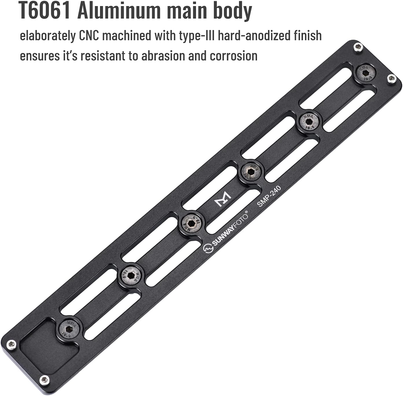 9.45 inch M Lok Arca Rail Mount Adapter Accessories for Arca-Swiss/RRS Tripod Head Aluminum, 2519