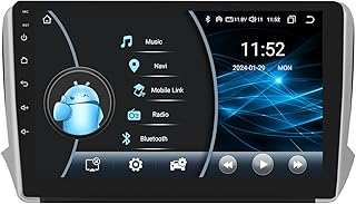 Ossuret Autoradio Android 13 pour Peugeot 2008/208 (2014-2018), 8 cœurs 4G+32G GPS Navi 10.1 Pouces avec écran Tactile QLED sans Fil CarPlay Android Auto Bluetooth SWC 4G LTE USB RDS DSP