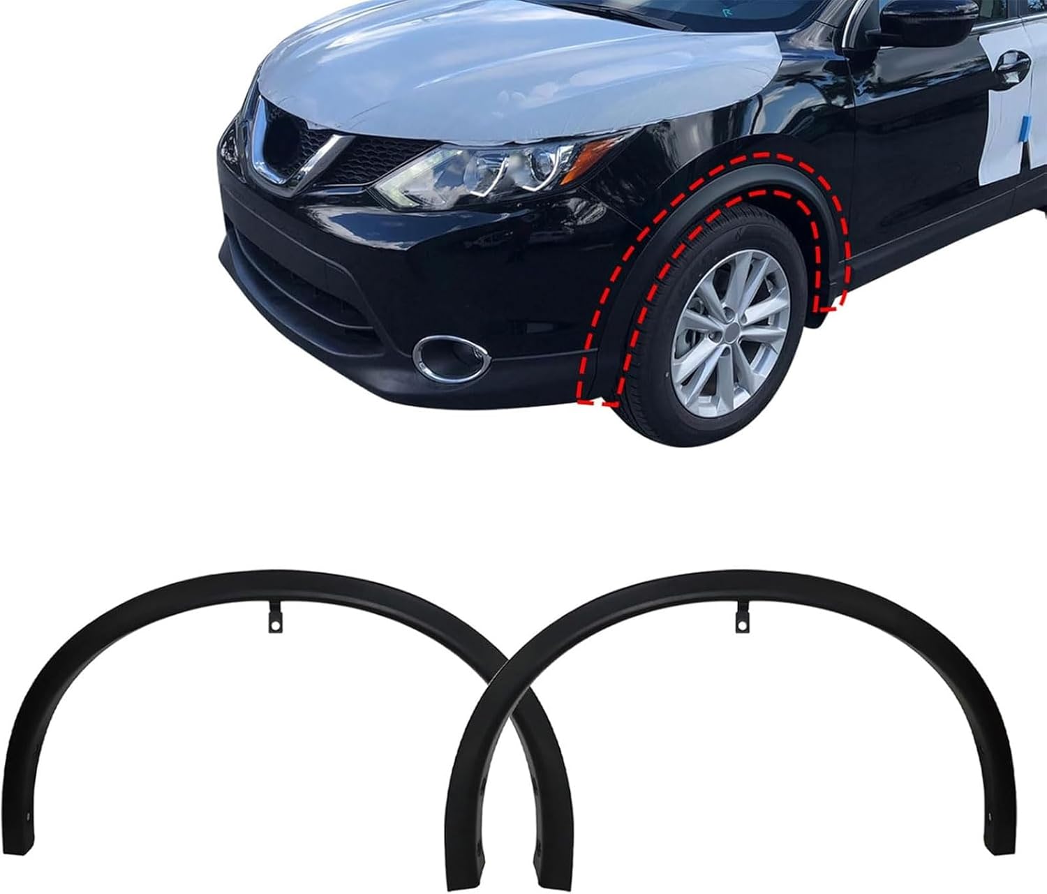 SecosAutoparts 2PCS Front Fender Flares, Fender Molding Trim Fit for Nissan Rogue Sport 2014-2019 Replace# 638609TA1A 638619TA1A NI1291101 NI1290101, Left Right Side Wheel Fender Trims